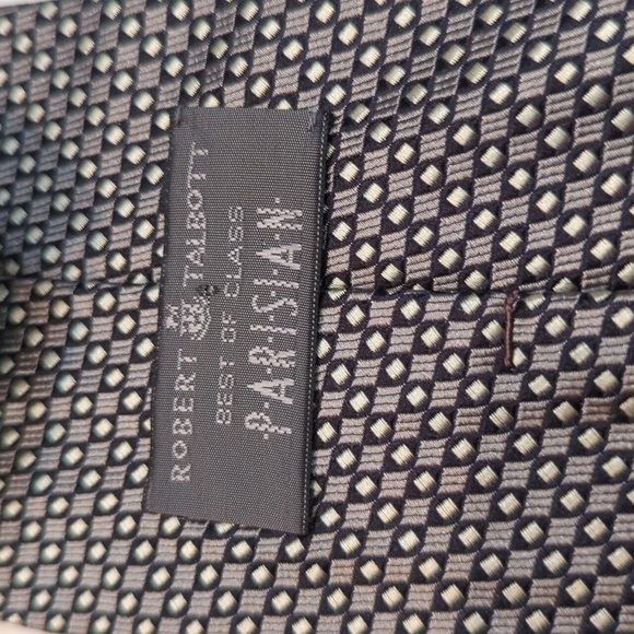 Robert Talbot Best in Class Parisian Hand Sewn Men's Silk Tie Gray/Black - Picture 3 of 6